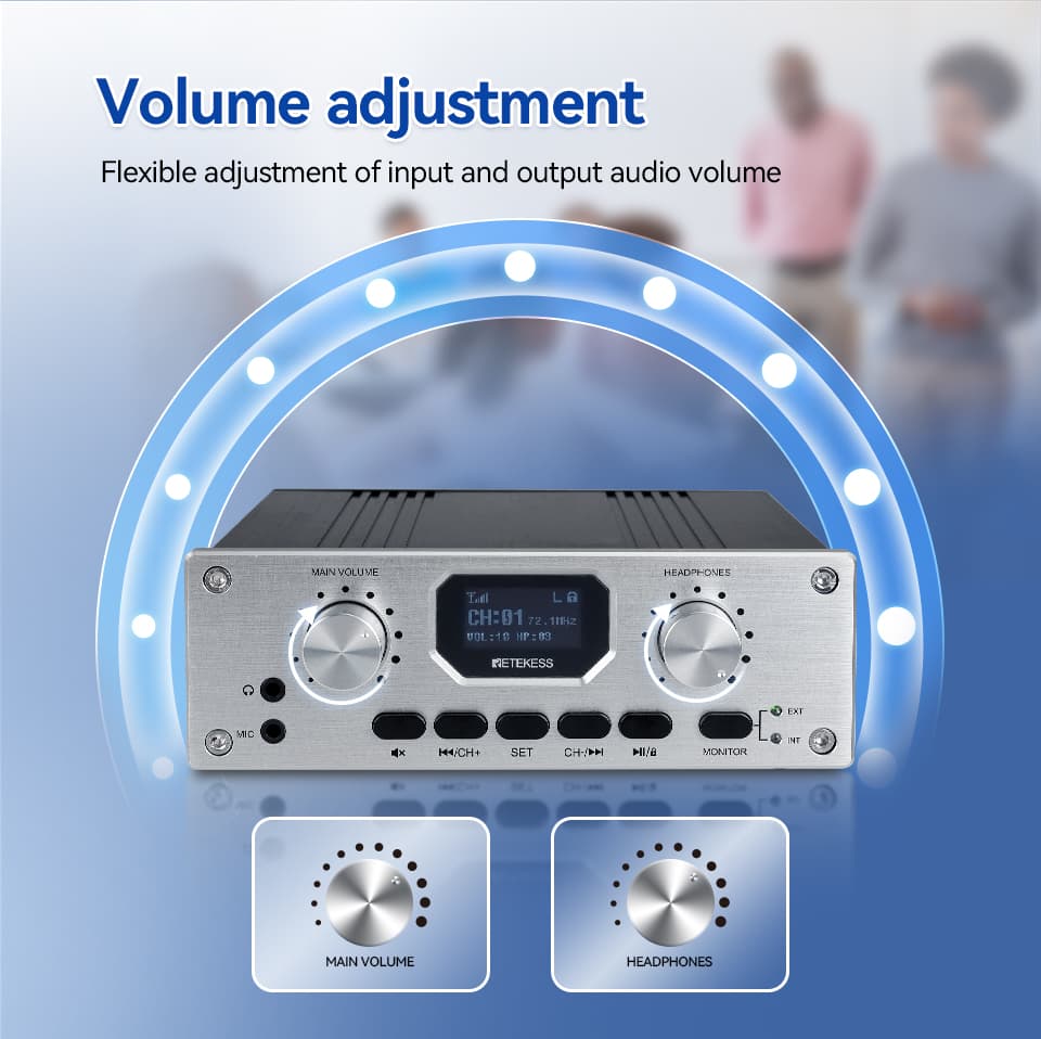 retekess tt119 professional translation equipment volume adjustment